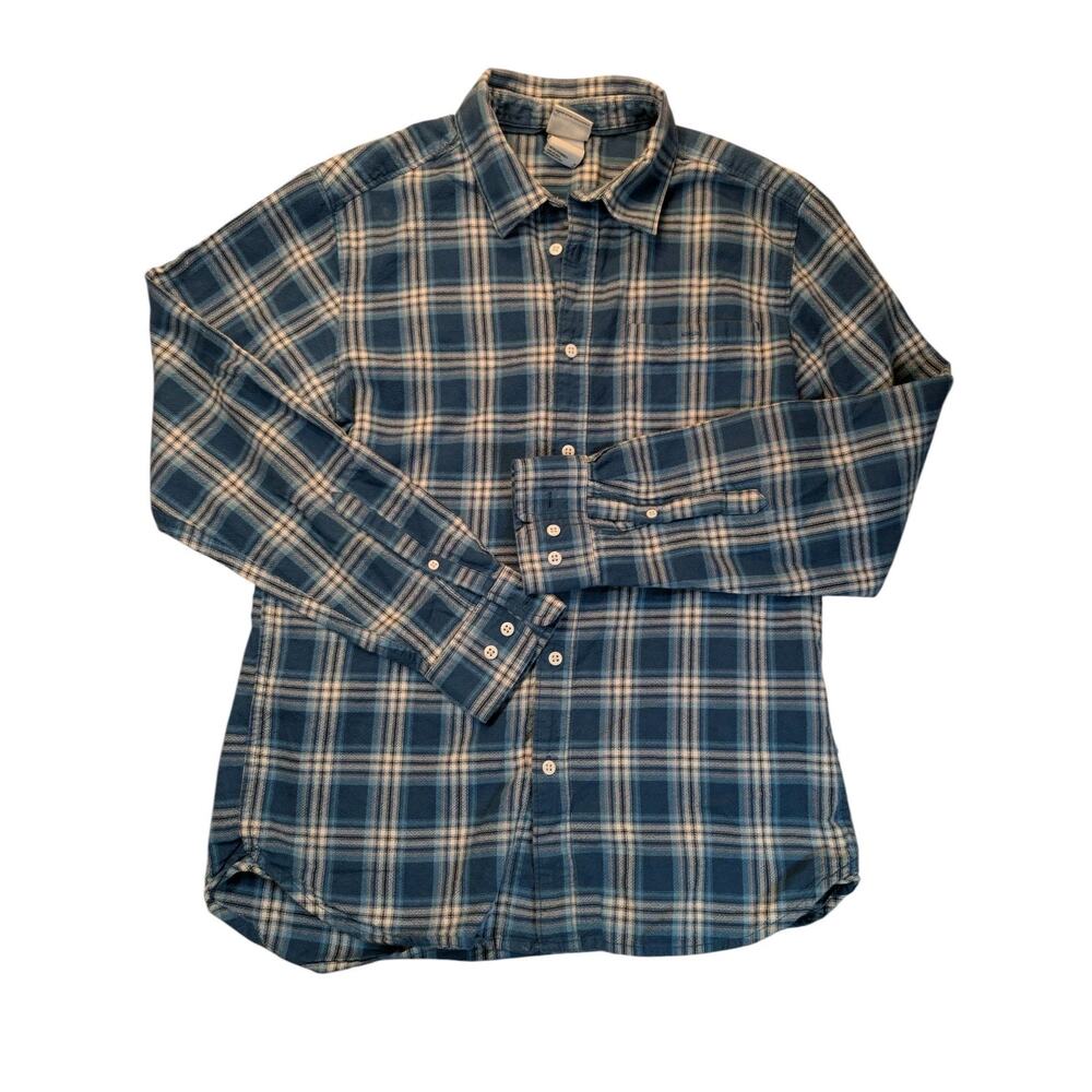 North Face Shirt Mens M Blue Plaid Flannel Button Down Gorpcore Outdoor Hiking